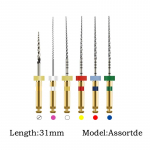 Dantų dildė &scaron;aknies kanalo kūginė Endodontinė dildė auksinė kar&scaron;čio aktyvuota rotacinė dildė Lanksčios odontologo medžiagos SOCO 31mm Assortde geltona
