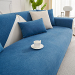 Nordic sofos pagalvėlės kilimėlis, storas pliu&scaron;inis mink&scaron;tas sofos užvalkalas, skirtas svetainei, neslystantis, plaunamas sofos rank&scaron;luostis, atlo&scaron;o antklodė namų dekoravimui 70x70cm mėlyna