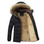 Vyri&scaron;kas neper&scaron;lampamas gobtuvas kailinė apykaklė Parka Striukė Paltas Vyri&scaron;ki Rudens mada Kasdieniai parkai Vyrai Žiema &Scaron;ilta 3XL juoda