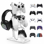 Universalus žaidimų pultelio ir ausinių laikiklis PlayStation ir Xbox Transparent base skaidri