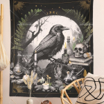 Gotikinis Varnas Ragana Gobelenas Sienų Pakabinimas Skeletas Gobelenai Tamsi Akademija Varnos Estetika Miegamojo Dekoracija Taro Altoriaus Audiniai 95x73cm