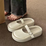 Pusiau &scaron;lepetės moterims lauke tingios &scaron;lepetės storapadės paauk&scaron;tintos negražios &scaron;lepetės pavasariui platforminės vienspalvės sagtimi kasdieniai &scaron;lepetės 35