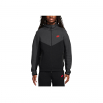 Nike Sportswear Tech Fleece Užtraukiama striukė su gobtuvu vyri&scaron;ka striukės Juoda Tamsiai dūminės pilkos &Scaron;viesiai tamsiai raudona FB7922-013 L