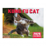 2026 Kalendorius 2026 m. sausis - 2026 m. gruodis 12 mėnesių planuoklis Kung Fu katės sieninis kalendorius namų, biuro, bendrabučio dekorui A