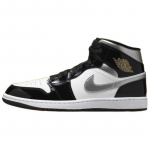 Jordan 1 Mid Se patentiniai juodi balti metaliniai sidabriniai metaliniai auksiniai Jordan HV0789-010 44 juoda balta spalva