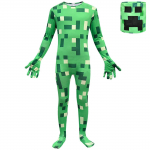 Vaikams Berniukams Mergaitėms Creeper Ilgomis Rankovėmis Kombinezonas Kaukė Galvos Apdangalas Rinkiniai Helovino Cosplay Kostiumai Vaidmenų Žaidimo Apranga 120cm žalia