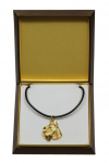 Schnauzer II - Dog necklace in gift box, gold-plated pendant for dog fan, striking jewellery by Art-Dog brown