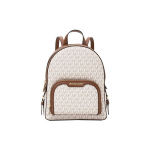Michael Kors Mk Jaycee Serija 24 Užtrauktuko užsegimas Klasikinis monogramos padengtas drobės ir odos kuprinė Moteri&scaron;ka kuprinė Vanilės rudumo 35S2G8TB2B-150 Basic Set (Bag+Dust Bag)