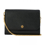 Tory Burch Emerson Metalinis logotipas Grandinėlė Peties dirželis Mažas odinis ir odinis Crossbody krep&scaron;ys Moteri&scaron;kas crossbody krep&scaron;ys Juodas 136093-001 Basic Set (Bag+Dust Bag)