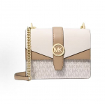 Michael Kors Mk Greenwich Logotipo Spaudos Odinė Pečių Crossbody Rankinė Mažos Moteri&scaron;kos Rankinės Vanilės-Balta 35S5GGRC1B-VANILLA-ACRN Shopping Bag Set(Basic Set+Shopping Bag)