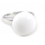 Bague Argent 'Obao' blanc opaque argent&eacute; (rhodi&eacute;) - 13 mm