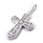 Les Tr&eacute;sors De Lily [J9524] - Pendentif Argent 'Croix Baroque' blanc