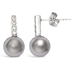 Les Tr&eacute;sors De Lily [K6646] - Boucles Argent 'Sissi' gris blanc argent&eacute; (rhodi&eacute;) - 18x8 mm pilka
