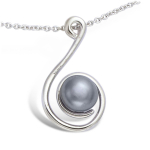 Les Tr&eacute;sors De Lily [L4642] - Pendentif Argent 'Perla' gris argent&eacute; (rhodi&eacute;) - 25x15 mm pilka