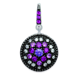 Les Tr&eacute;sors De Lily [L6297] - Pendentif Argent 'Sappho' violet noir argent&eacute; (rhodi&eacute;) - 12 mm