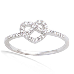 Bague argent 'Love' blanc argent&eacute; (rhodi&eacute;) - 8x8 mm