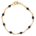 Les Tr&eacute;sors De Lily [Q4619] - Bracelet Plaqu&eacute; Or 'Boho' noir dor&eacute; - 19 cm- 6 mm