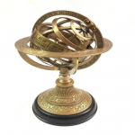 Nautical Brass Engraved Armillary Sphere Globe on Black Wooden Base Home  Office Decor