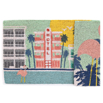 Les Tr&eacute;sors De Lily [A0015] - Paillasson paille "South Beach" multicolore (Flamant rose- hotel) - 60x40 cm