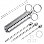 Mėsos marinato purk&scaron;tukas 304 nerūdijančio plieno 3 adatų padažas, prieskoniai BBQ rūkykla ant grotelių žvėris kalakutas sidabras