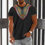 Afrikieti&scaron;ki drabužiai vyrams Dashiki mar&scaron;kinėliai Tradiciniai drabužiai Trumpomis rankovėmis Laisvalaikio retro stiliaus gatvės apranga Vintažinis etninis stilius 4XL