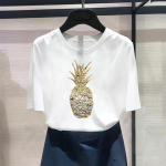 (Azijos dydis) Grafinis mar&scaron;kinėliai, ananasų vaisiai, 90-ųjų tendencijos Mieli moteri&scaron;ki mados spaudiniai Kasdieniai T drabužiai Laisvalaikiai moteri&scaron;ki vasariniai mar&scaron;kinėliai trumpomis rankovėmis S