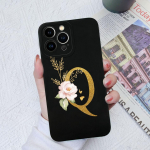 Apple iPhone 13 14 15 Pro Max X XS XR SE telefono dėklo dangtelis skystas mink&scaron;tas matinis silikonas, atsparus smūgiams, gėlių raidės iPhone korpuso buferiui iPhone 14