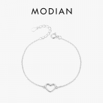 Modian 925 Sterling Silver Simple Heart Link grandinės apyrankė moterims Charm Fine Statement papuo&scaron;alų priedai sidabras