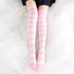 Kawaii Lolita medvilninės kojinės Žavingos Anime Cosplay Stripe &Scaron;launų Auk&scaron;tos Kojinės Mokyklos Mergaitėms Per kelis Kojinės One Size