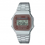 Casio Senovinis skaitmeninis nerūdijančio plieno apyrankės kvarcinis A168WA-5A vyri&scaron;kas laikrodis ruda