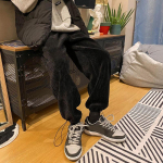 M-2XL Didelės Privathinker Vyras Laisvalaikio haremo kaklarai&scaron;tis tiesios kelnės Moteris Velvetas Vienspalvis Oversize Kelnės Vyras &Scaron;iltos Korėjos Streetwear kelnės