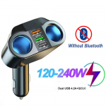 Dvigubas USB automobilinio įkroviklio lizdas Bluetooth 5.0 FM muzikos grotuvas QC3.0 4.8A greito įkrovimo skirstytuvo adapteris 12V-24V įkroviklis su LED ekranu