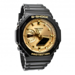 Casio G-Shock analoginis skaitmeninis juodos ir auksinės spalvos dervos dirželis, kvarcinis GA-2100GB-1A 200M vyri&scaron;kas laikrodis auksas