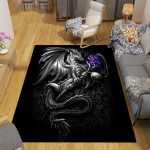 Drakonas su rožių ra&scaron;tu spausdintas kilimas Neslystantis kilimas Grindų kilimėlis Durų kilimėlis Kilimas miegamajam svetainei Kilimai miegamajam 80x120cm
