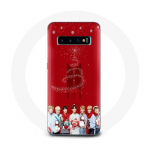 Coque pour Samsung Galaxy S10 BTS Bangtan Gar&ccedil;ons Fond Rouge Cadeau de No&euml;l 2023
