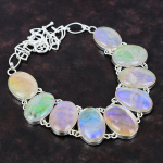 Rainbow Mystic Opal Necklace 925 Sterling Sidabro karoliai Reguliuojamas grandinės karoliai Pasakų brangakmenių papuo&scaron;alai vestuvių dovana rankų darbo karoliai Adjustable