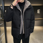 Žieminis medvilninis paltas vyri&scaron;kas su gobtuvu laisvalaikio &scaron;iltas medvilninis paltas vyri&scaron;kas 8XL juoda