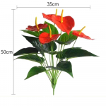 Plastikinis netikras anturio žalumynų medis, didelis žolelių augalas, imitacija anthurium svetainės miegamojo dekoras 5 Flowers & 18 Leaves
