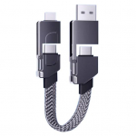 25/100/150/200CM 4-in-1 įkrovimo kabelis PD 65W USB Type-C 8Pin ne&scaron;iojamasis greitai įkraunamas mobiliojo telefono plan&scaron;etinis kompiuteris, supintas duomenų kabelis Laidinis laido telefono priedai S juoda