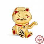 Nauja 925 sidabrinė auksinė spynelė, raktas bitės saulės pilis raudonos liepsnos karoliukai, tinkantys originaliai 925 žavinga apyrankė pasidaryk pats.