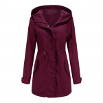 Moteri&scaron;ka pavasarinė ir rudeninė vienspalvė striukė su gobtuvu Kodo Laisva kasdienė vėjuota striukė Didelio dydžio vidutinio ilgio striukė 4XL black