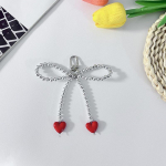 Sweet Bowknot &Scaron;irdies raktų pakabukas Puikus karoliukais kabantys papuo&scaron;alai Raktų pakabukas Charm Telefonas Telefono Raktų Pakabukas Telefono Pakabukas sidabras