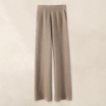 Rudens žiemos laisvalaikio laisvos megztos tiesios kelnės Moteri&scaron;kos kelnės su auk&scaron;tu juosmeniu, suvarstomos moteri&scaron;kos solidžios kelnės M kupranugaris