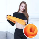 Storesni aksominiai žieminiai termo apatinių drabužių komplektai moterims žiemos &scaron;ilti ilgi Johns Thermal XXXL juoda