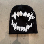 Moteri&scaron;kos kepurės Mezgimas Pupelės Goth dantų kepurės Vyrai Y2k gatvės apranga žiemos mados megztinis Kpop Harajuku vintažinis &scaron;iltas hip-hop unisex one size