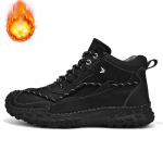 38-46 Mada Žieminiai Batai Vyrams Pliu&scaron;iniai Rankų Siūti Odiniai Auk&scaron;takulniai Žygio Batai Lauko Neslystantys &Scaron;ilti Kulno Vyri&scaron;ki Batai Dideli 42-1 juoda