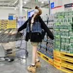 Džinsinis &scaron;varkelis moterims pavasariui ir rudeniui, naujas stilius, druskos stilius, lengvas ir brandaus stiliaus, super gražus retro koledžo stiliaus megztinis. S