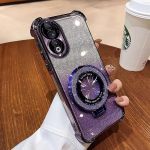Prabangus dėklas Honor90 5G su magnetiniu laikikliu, smūgiams atsparus dangtelis Huawei Honor 90 70 50 80 100 200 pro, dėklas su laikikliu, blizgus su blizgučiais Honor90&Case & Holder