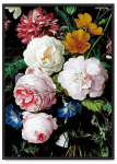 Plakat kwiaty czarne tło w czarnej ramie 21x30 cm