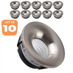 10 mini LED prožektorių rinkinys 3W fiksuotas apvalus matinis chromas matinė balta spalva/sidabras